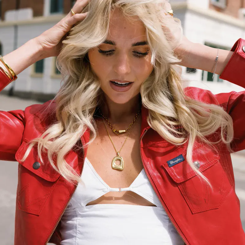 Frame necklace i forgylt stål