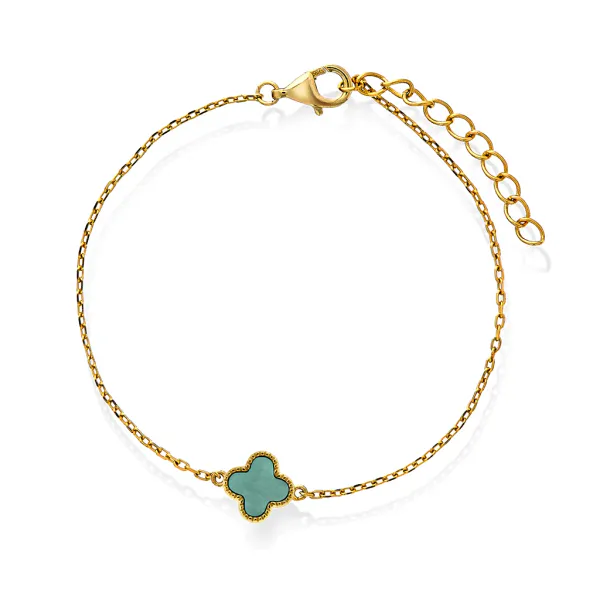 Hovedbilde Kløverarmbånd med grønn ...