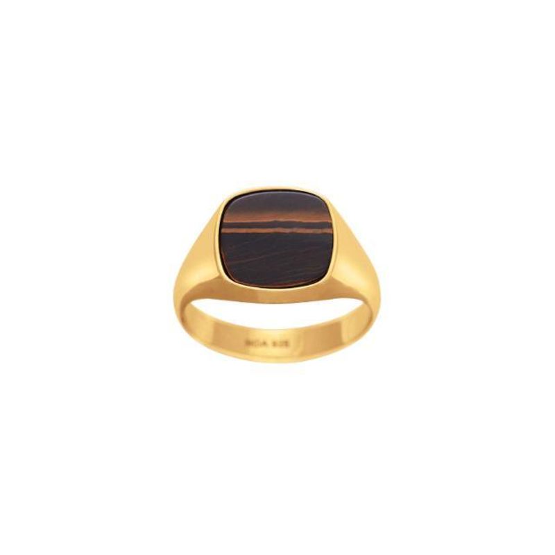 Son of Noa Stål ring forgylt med Yellow Tiger Eye