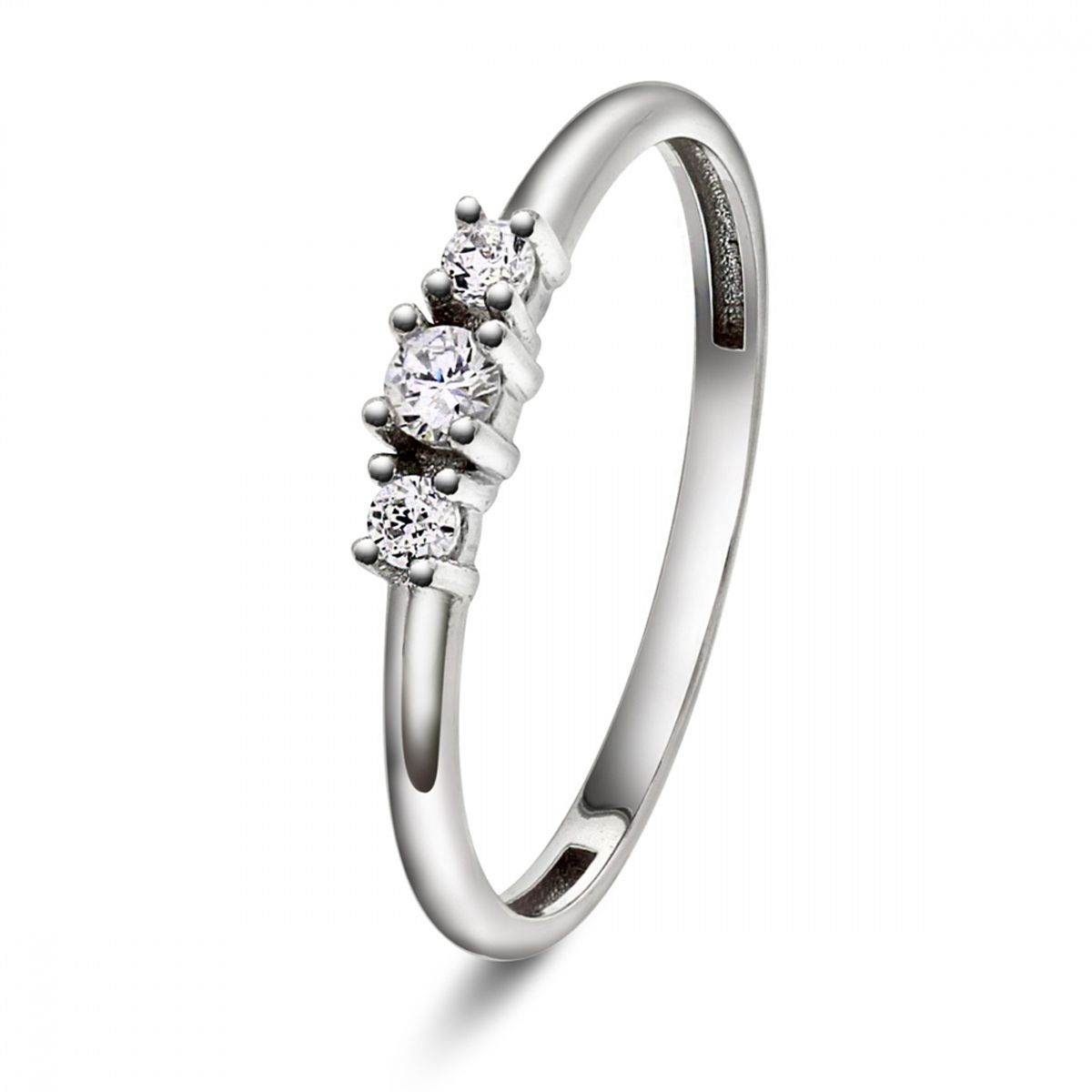 Ring i hvitt gull (585) med cubic zirkonia stener. 