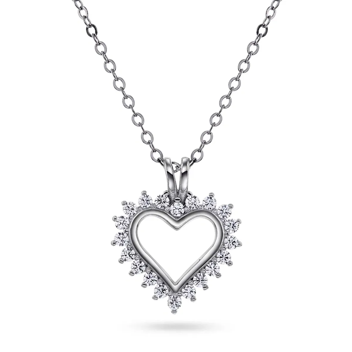Smykke i sølv med zirkonia hjerte