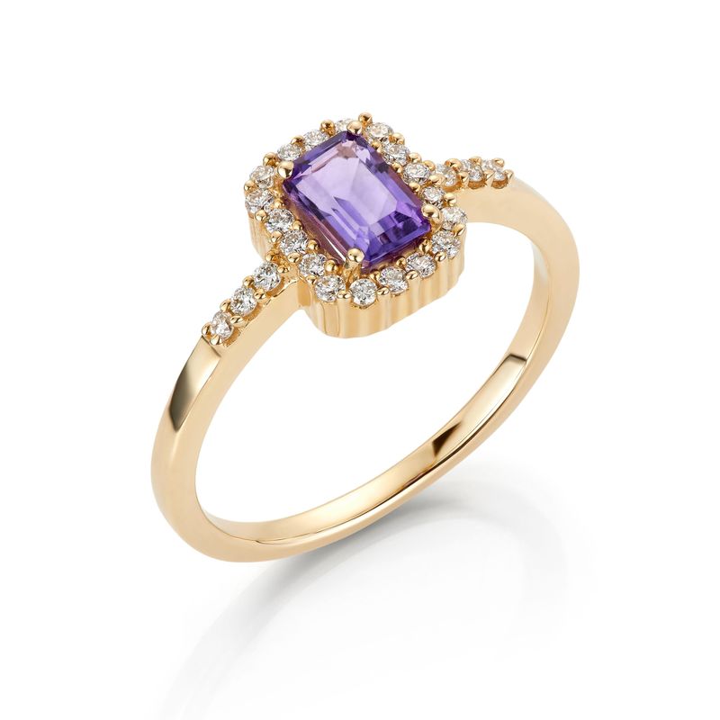 Caroline ring med lilla ametyst og diamanter 
