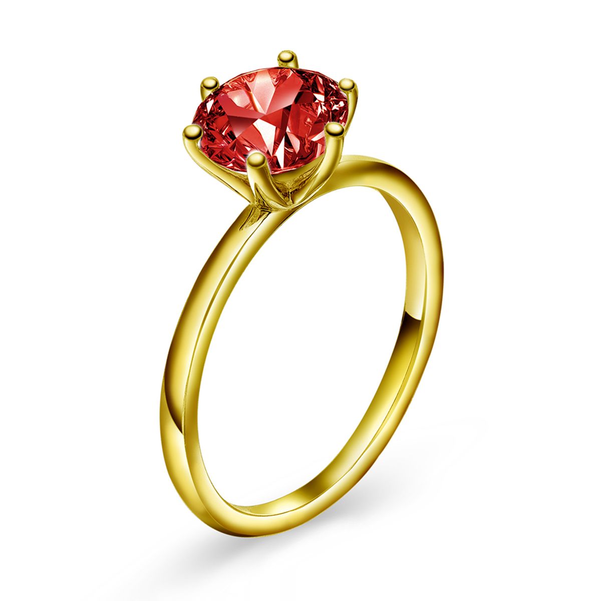 Chloe ring i sølv med dyp rød zirkonia